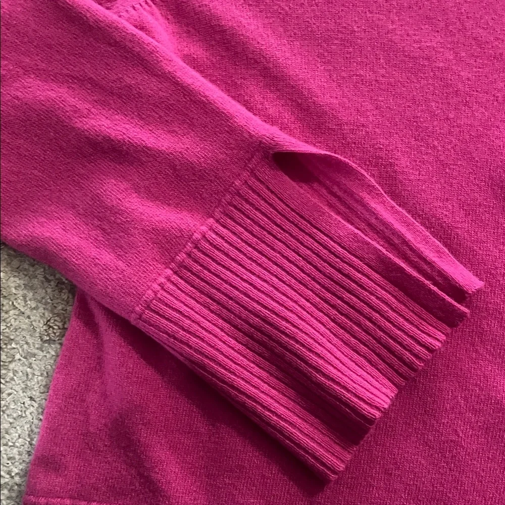 Bianco & Blu Fuchsia Pink Italian Crewneck Cashmere Wool Boxy Sweater Large